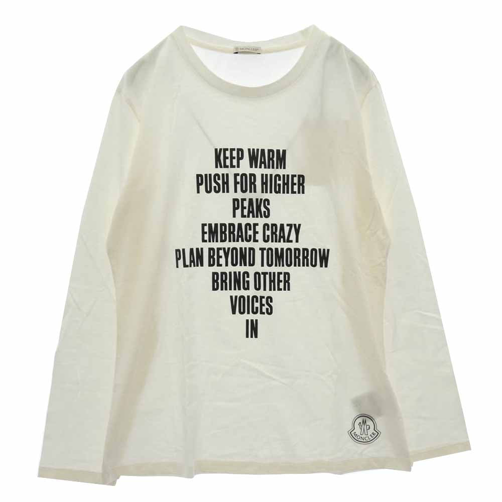 MONCLER モンクレール 21AW G20938D00002 829FB LS TSHIRT KEEP WARM PUSH メッセージ 裾 ロゴプリント クルーネック 長袖 Ｔシャツ カットソー ホワイト ホワイト系 L【中古】
