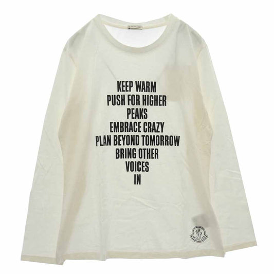 MONCLER モンクレール 21AW G20938D00002 829FB LS TSHIRT KEEP WARM PUSH メッセージ 裾 ロゴプリント クルーネック 長袖 Ｔシャツ カットソー ホワイト ホワイト系 L【中古】