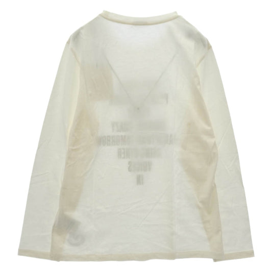 MONCLER モンクレール 21AW G20938D00002 829FB LS TSHIRT KEEP WARM PUSH メッセージ 裾 ロゴプリント クルーネック 長袖 Ｔシャツ カットソー ホワイト ホワイト系 L【中古】
