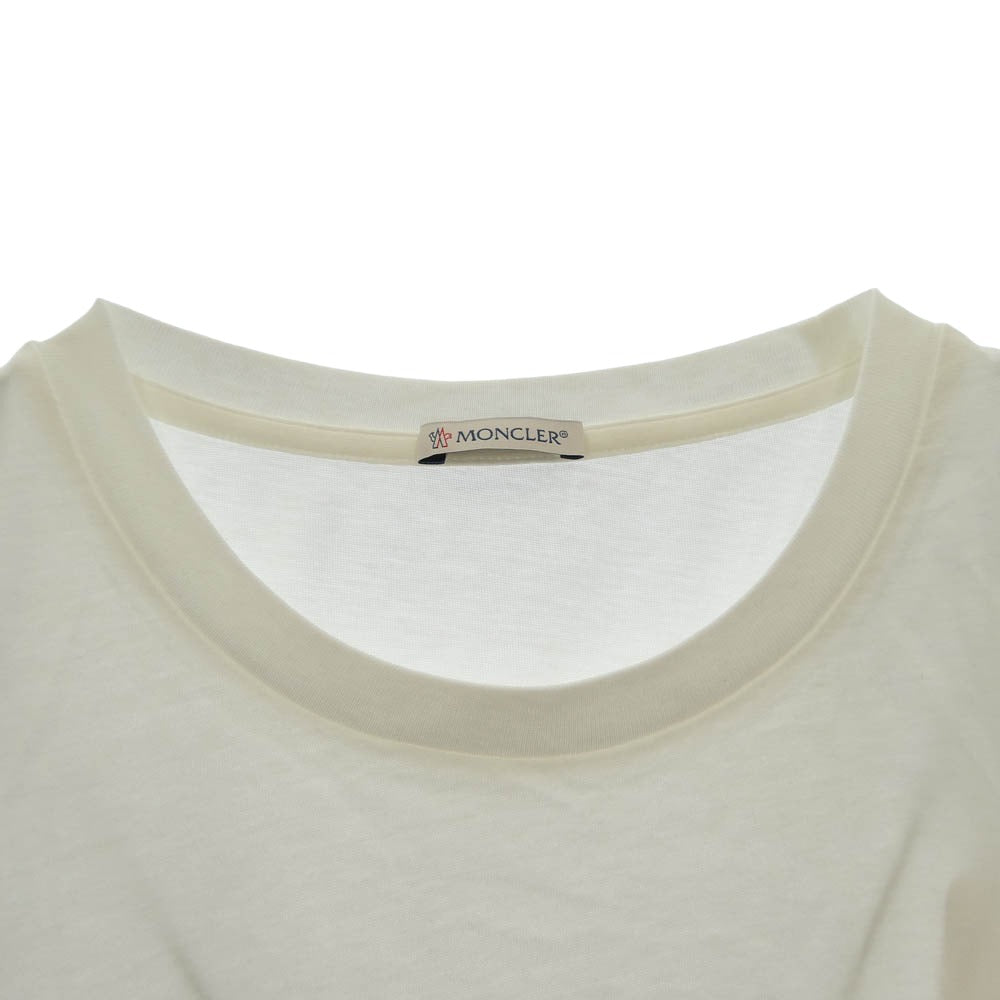 MONCLER モンクレール 21AW G20938D00002 829FB LS TSHIRT KEEP WARM PUSH メッセージ 裾 ロゴプリント クルーネック 長袖 Ｔシャツ カットソー ホワイト ホワイト系 L【中古】