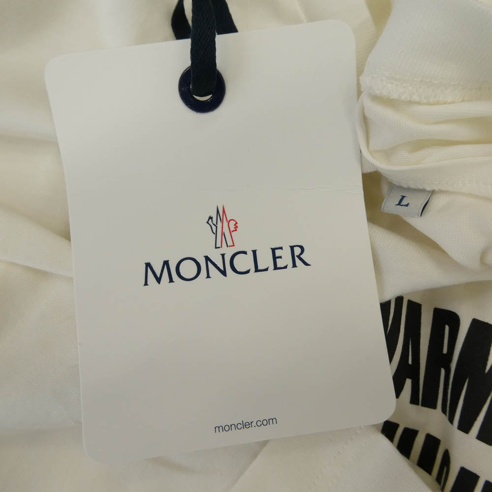 MONCLER モンクレール 21AW G20938D00002 829FB LS TSHIRT KEEP WARM PUSH メッセージ 裾 ロゴプリント クルーネック 長袖 Ｔシャツ カットソー ホワイト ホワイト系 L【中古】