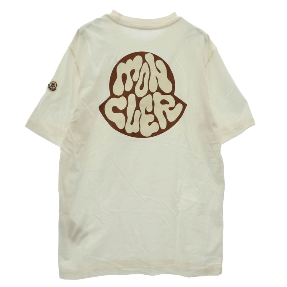 MONCLER モンクレール 22AW H20918C00032 8390T SS T-SHIRT フロント刺繍 ロゴ ワッペン バック ビッグロゴ プリント 半袖 Tシャツ TEE ホワイト系 S【中古】