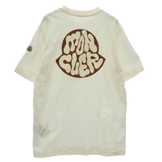 MONCLER モンクレール 22AW H20918C00032 8390T SS T-SHIRT フロント刺繍 ロゴ ワッペン バック ビッグロゴ プリント 半袖 Tシャツ TEE ホワイト系 S【中古】