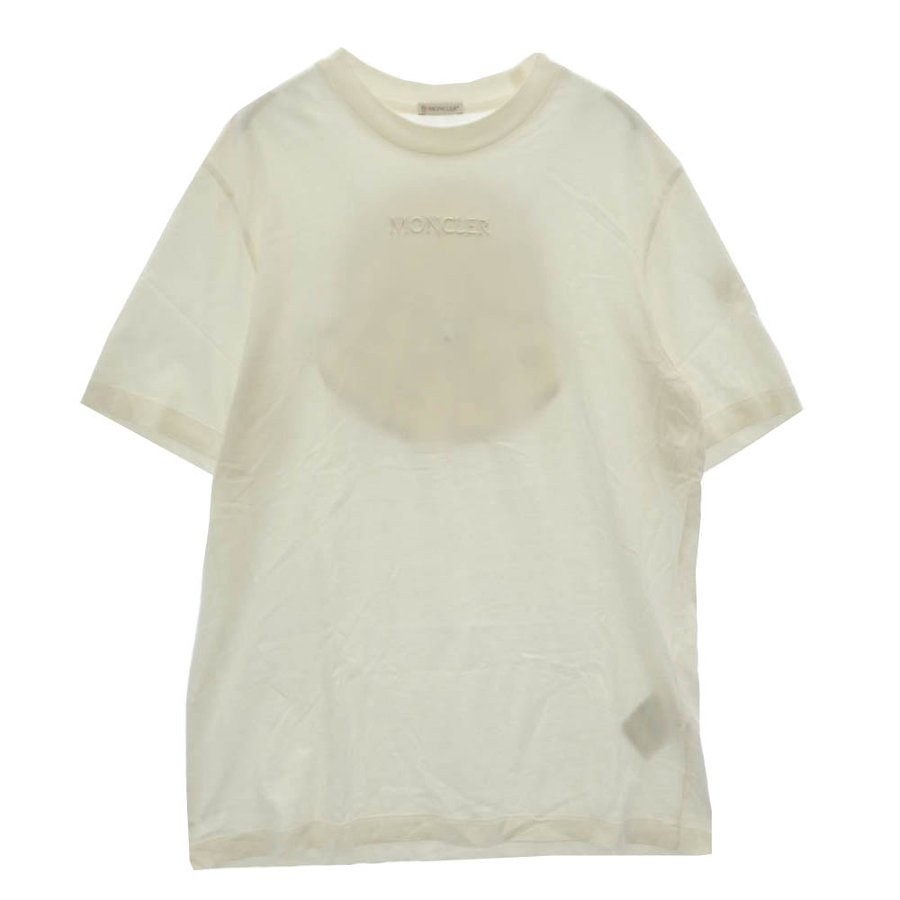MONCLER モンクレール 22AW H20918C00032 8390T SS T-SHIRT フロント刺繍 ロゴ ワッペン バック ビッグロゴ プリント 半袖 Tシャツ TEE ホワイト系 S【中古】