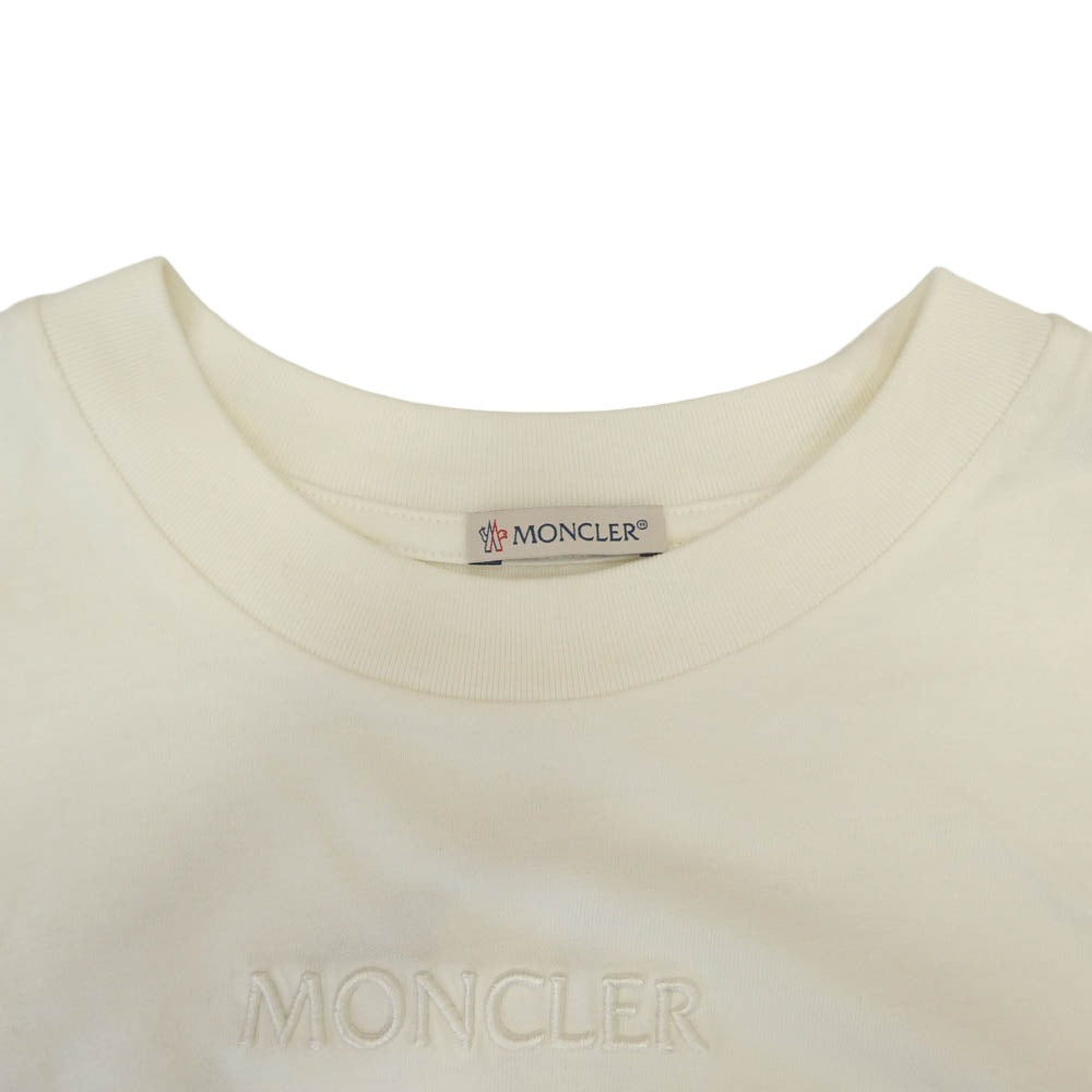 MONCLER モンクレール 22AW H20918C00032 8390T SS T-SHIRT フロント刺繍 ロゴ ワッペン バック ビッグロゴ プリント 半袖 Tシャツ TEE ホワイト系 S【中古】