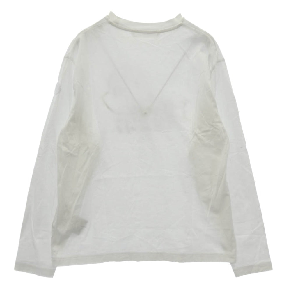 MONCLER モンクレール 24AW J20918D00019 89AJS LS TSHIRT フロントロゴプリント ショルダーワッペン クルーネック 長袖 Ｔシャツ カットソー ホワイト系 XS【中古】