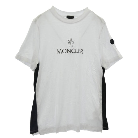 MONCLER モンクレール 25SS J10918C00060 829H8 MAGLIA MANICHE CORTE リフレクター ロゴ メッシュ 切替 ラバーロゴ ワッペン クルーネック 半袖 Ｔシャツ カットソー ホワイト系 S【中古】