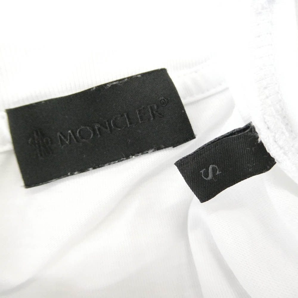 MONCLER モンクレール 25SS J10918C00060 829H8 MAGLIA MANICHE CORTE リフレクター ロゴ メッシュ 切替 ラバーロゴ ワッペン クルーネック 半袖 Ｔシャツ カットソー ホワイト系 S【中古】