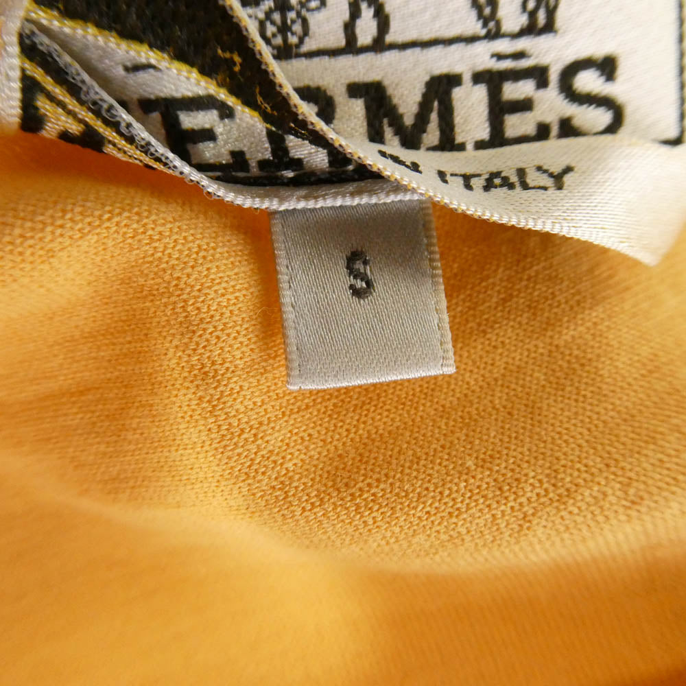 HERMES エルメス クルーネック コットン 半袖 ポケット Tシャツ イエロー系 S【中古】