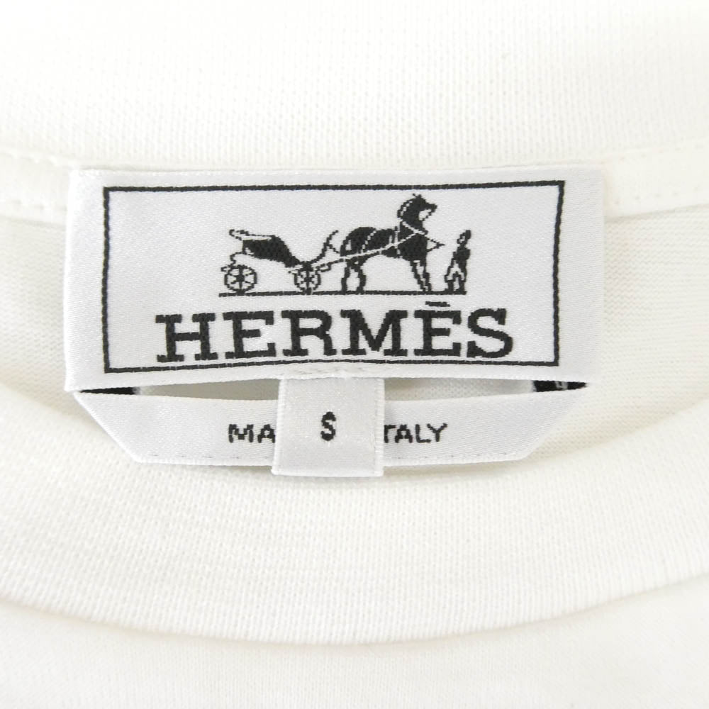 HERMES エルメス 国内正規品 3D ハーバリウム ボタニカル プリント 半袖 Ｔシャツ カットソー ホワイト系 S【美品】【中古】