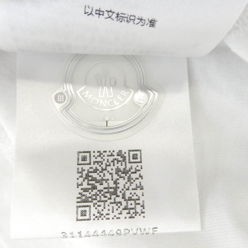 MONCLER モンクレール 22AW H20918C00008 829H8 SS T-SHIRT ラバー ロゴ ワッペン フロント 刺繍 カット ロゴ 半袖 Tシャツ TEE ホワイト系 S【中古】