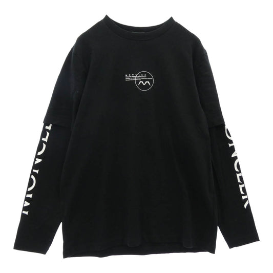 MONCLER モンクレール 22AW H20918D00006 899EV バック ラバーロゴ ワッペン フロント アーム ロゴプリント フェイクレイヤード クルーネック 長袖 Ｔシャツ カットソー ブラック系 S【中古】