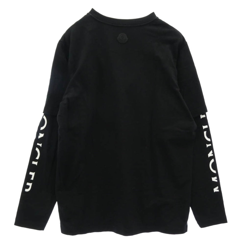 MONCLER モンクレール 22AW H20918D00006 899EV バック ラバーロゴ ワッペン フロント アーム ロゴプリント フェイクレイヤード クルーネック 長袖 Ｔシャツ カットソー ブラック系 S【中古】