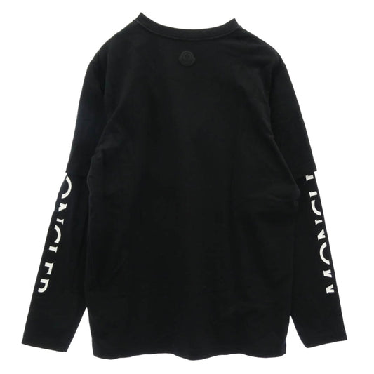 MONCLER モンクレール 22AW H20918D00006 899EV バック ラバーロゴ ワッペン フロント アーム ロゴプリント フェイクレイヤード クルーネック 長袖 Ｔシャツ カットソー ブラック系 S【中古】