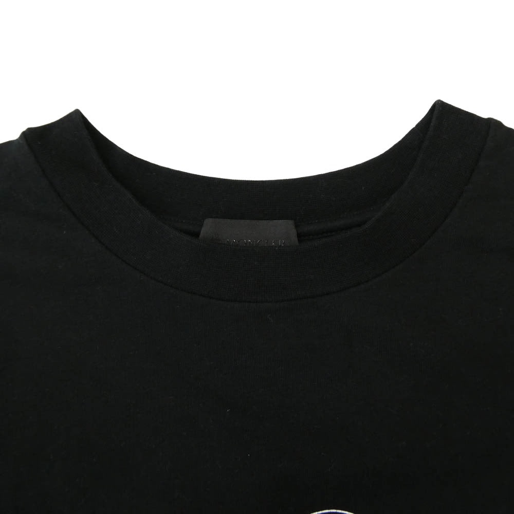 MONCLER モンクレール 22AW H20918D00006 899EV バック ラバーロゴ ワッペン フロント アーム ロゴプリント フェイクレイヤード クルーネック 長袖 Ｔシャツ カットソー ブラック系 S【中古】