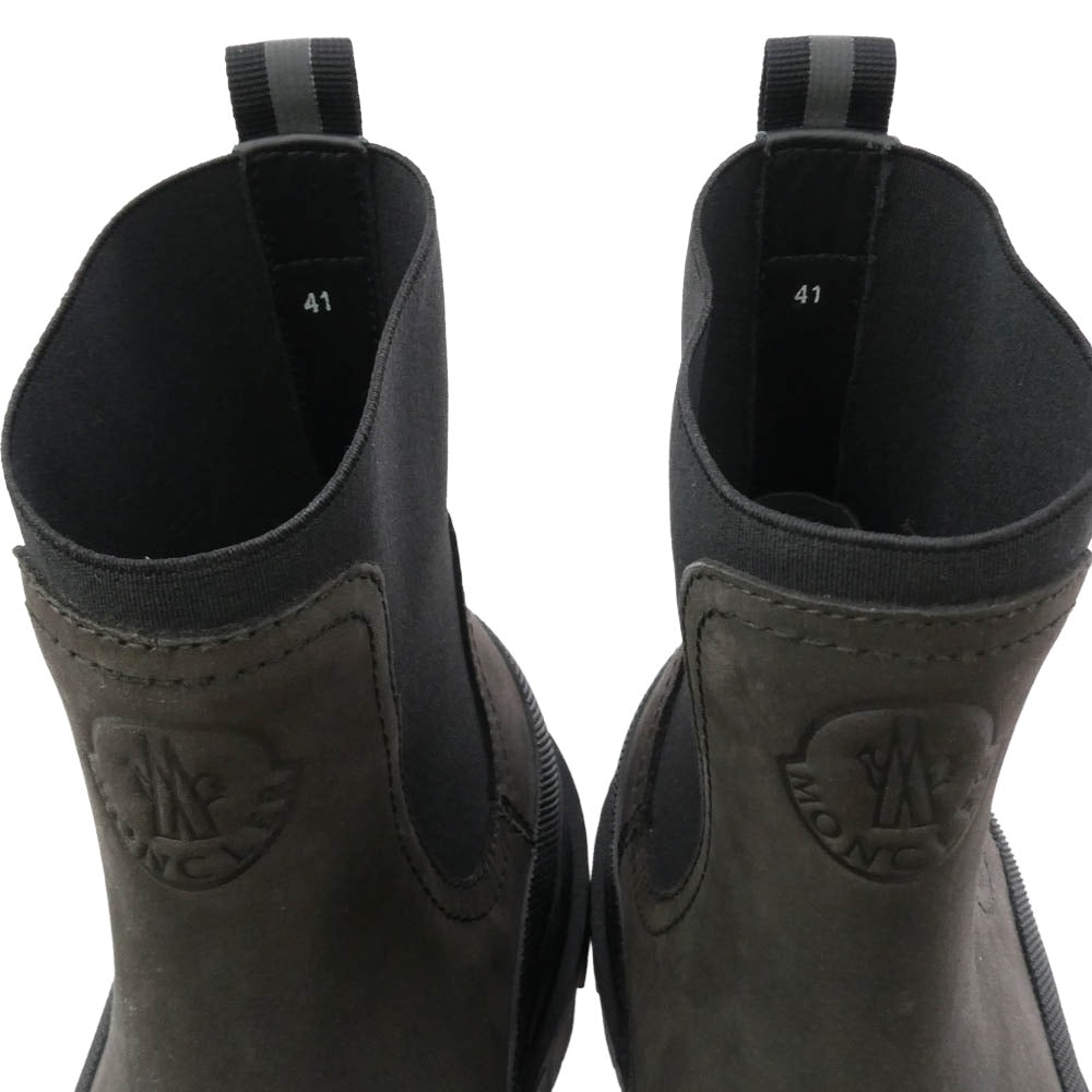 MONCLER モンクレール チェルシー ブーツ ヌバック サイドゴア ブーツ ブラック系 チャコール系 41【美品】【中古】