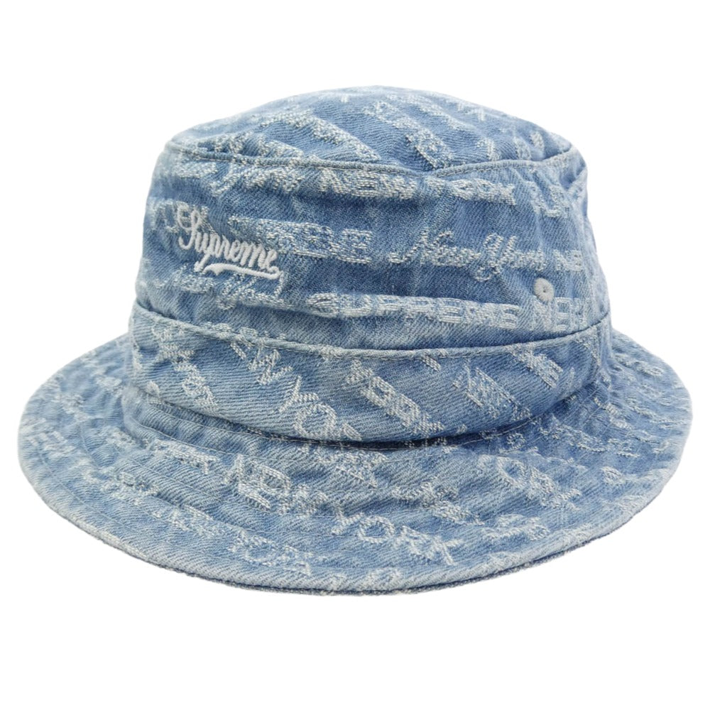 Supreme シュプリーム 22AW MultiType Jacquard Denim Crusher マルチタイプ ジャカード デニム クラッシャー ハット 帽子 ライトブルー系【中古】