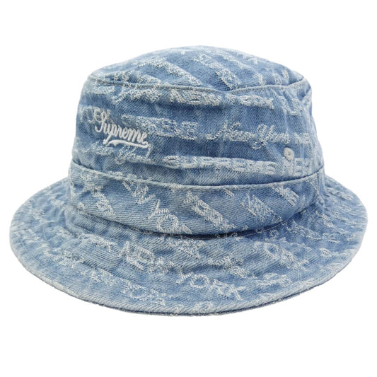 Supreme シュプリーム 22AW MultiType Jacquard Denim Crusher マルチタイプ ジャカード デニム クラッシャー ハット 帽子 ライトブルー系【中古】