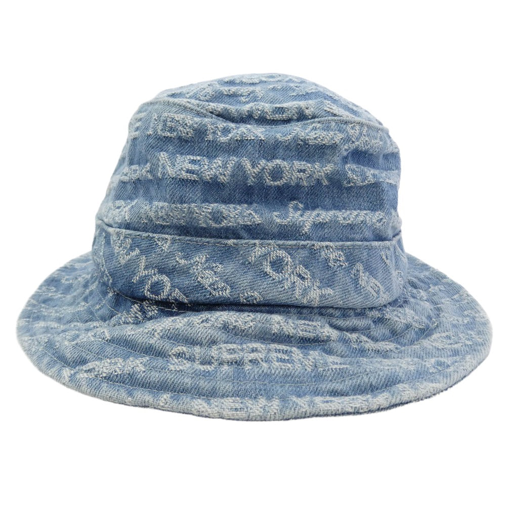 Supreme シュプリーム 22AW MultiType Jacquard Denim Crusher マルチタイプ ジャカード デニム クラッシャー ハット 帽子 ライトブルー系【中古】