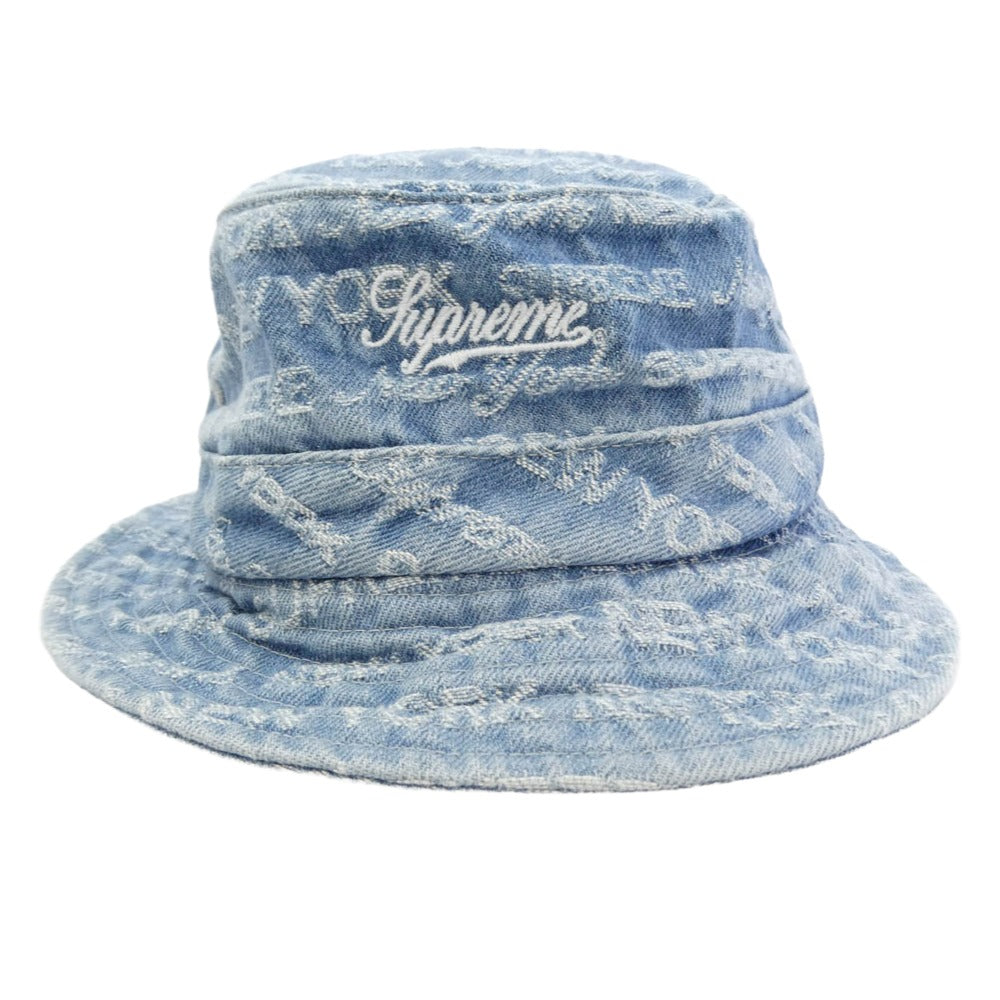 Supreme シュプリーム 22AW MultiType Jacquard Denim Crusher マルチタイプ ジャカード デニム クラッシャー ハット 帽子 ライトブルー系【中古】