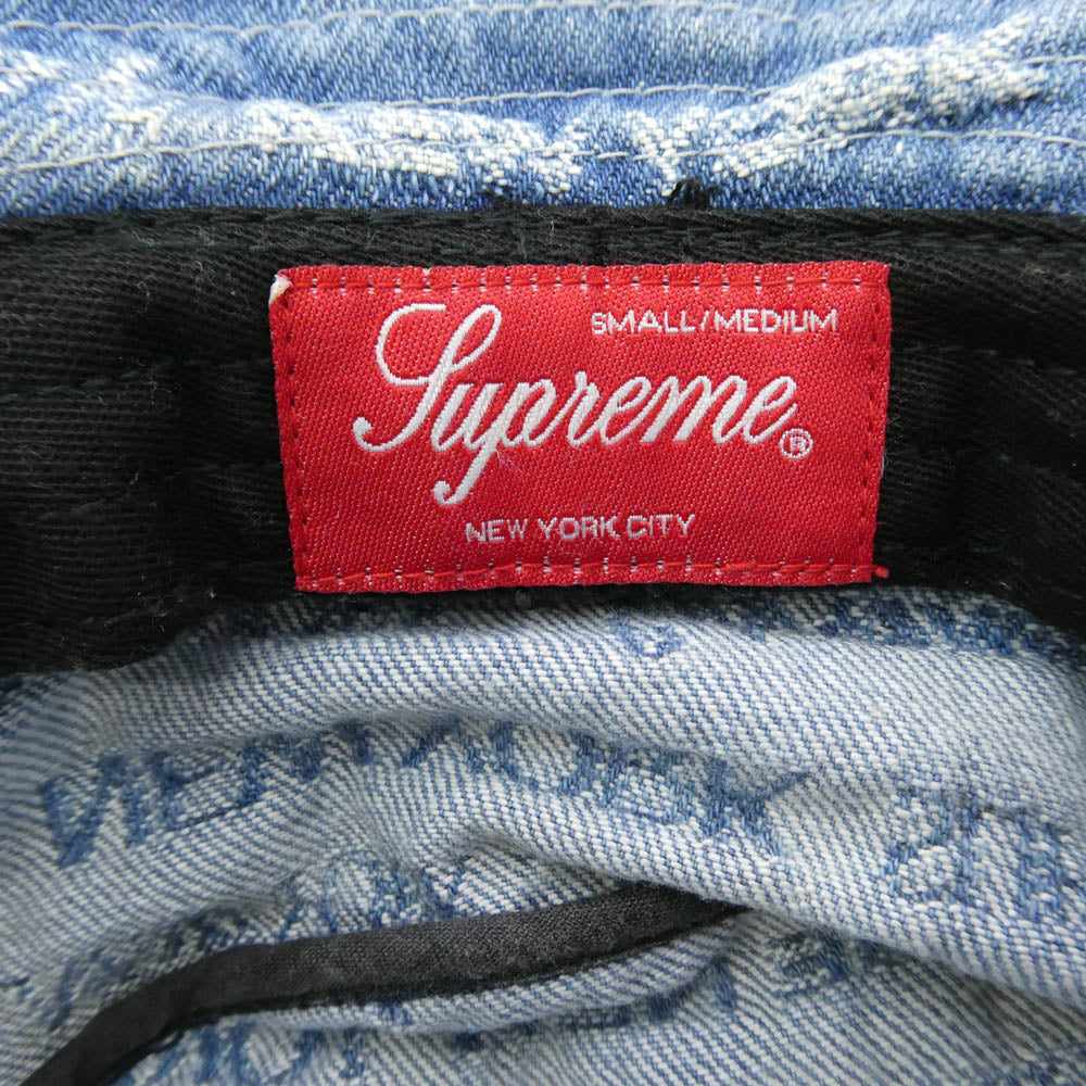 Supreme シュプリーム 22AW MultiType Jacquard Denim Crusher マルチタイプ ジャカード デニム クラッシャー ハット 帽子 ライトブルー系【中古】