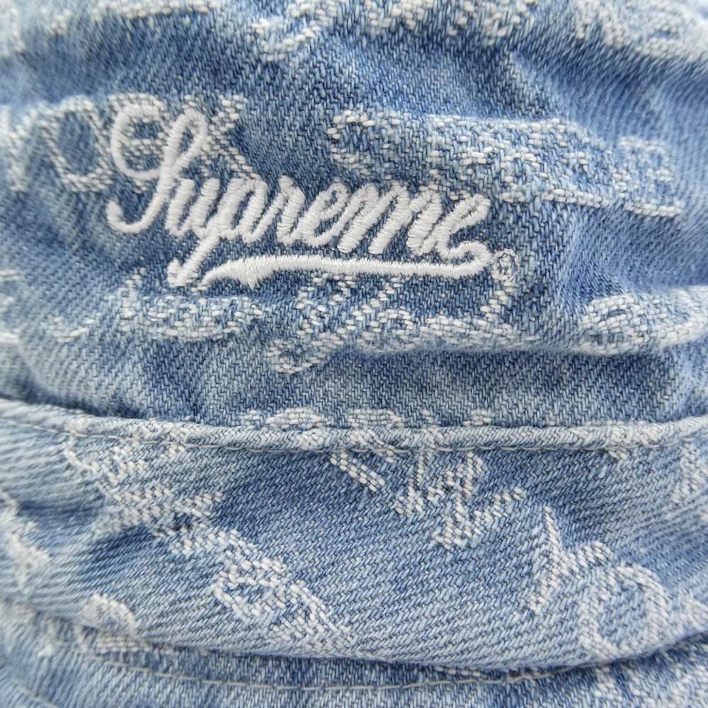 Supreme シュプリーム 22AW MultiType Jacquard Denim Crusher マルチタイプ ジャカード デニム クラッシャー ハット 帽子 ライトブルー系【中古】
