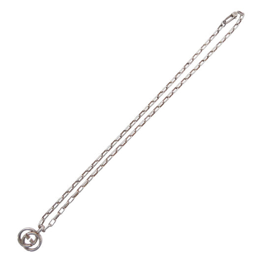 GUCCI グッチ インターロッキング GGロゴ ペンダント チェーン ネックレス シルバー系【中古】