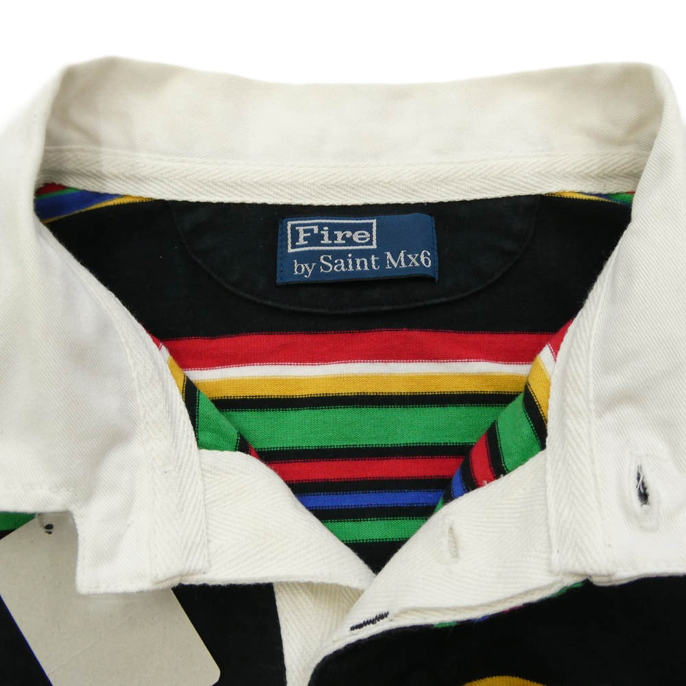 SAINT MICHAEL セントマイケル SM-YS8-0000-025 RUGGER SHIRT BORDER ボーダー ラガーシャツ ラグビー ポロカラー スウェット トレーナー マルチカラー系 L【中古】