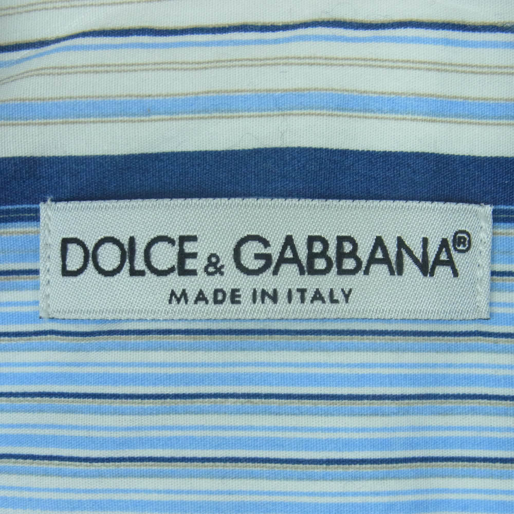 DOLCE&GABBANA ドルチェアンドガッバーナ ストライプ 長袖 シャツ 15.5 ライトブルー系 ブルー系 ホワイト系 39【中古】