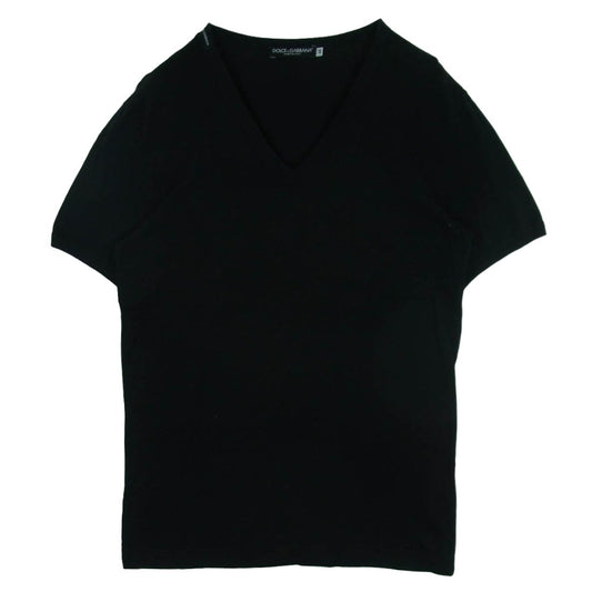 DOLCE&GABBANA ドルチェアンドガッバーナ Vネック 半袖 Tシャツ カットソー イタリア製 ブラック系 48【中古】