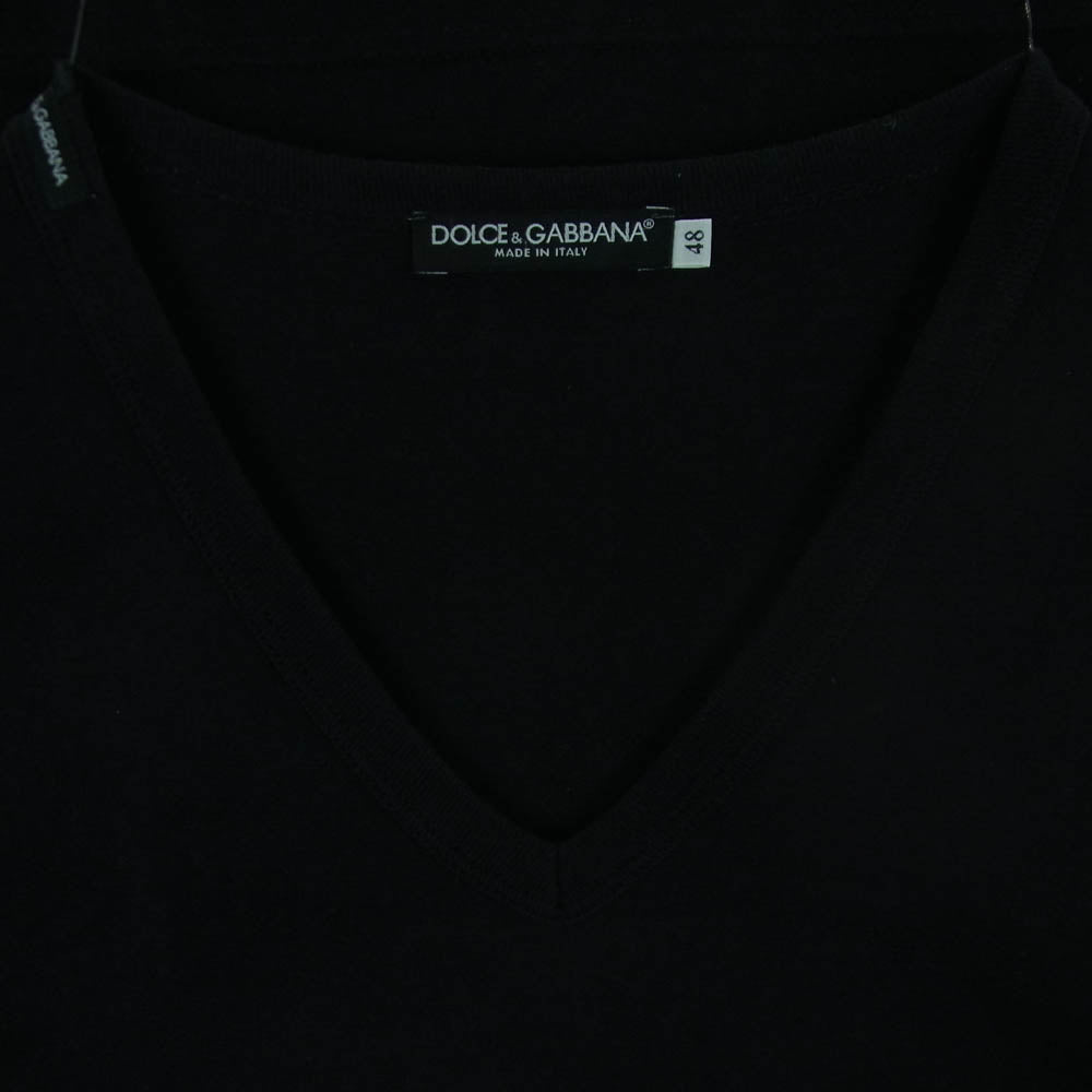 DOLCE&GABBANA ドルチェアンドガッバーナ Vネック 半袖 Tシャツ カットソー イタリア製 ブラック系 48【中古】