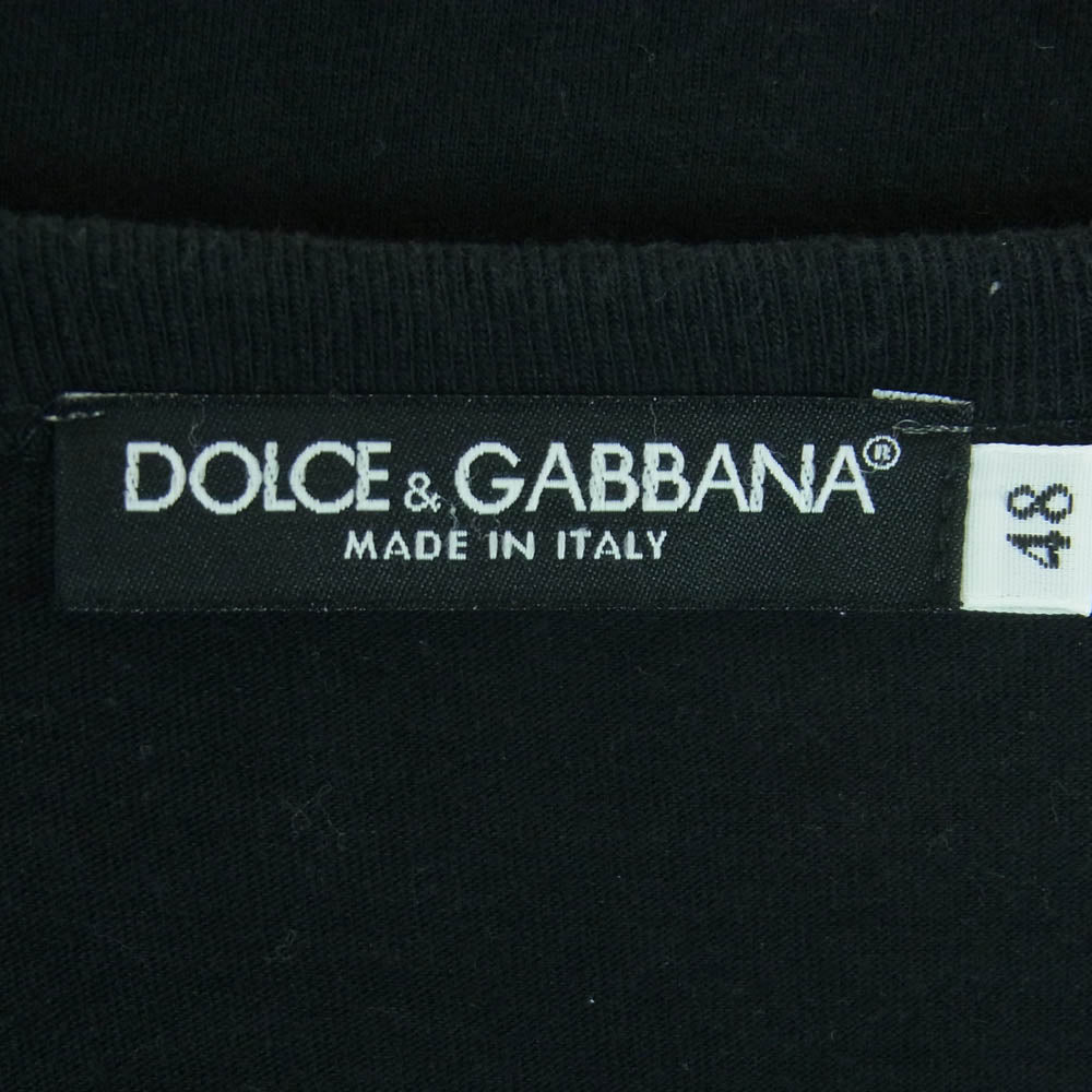 DOLCE&GABBANA ドルチェアンドガッバーナ Vネック 半袖 Tシャツ カットソー イタリア製 ブラック系 48【中古】