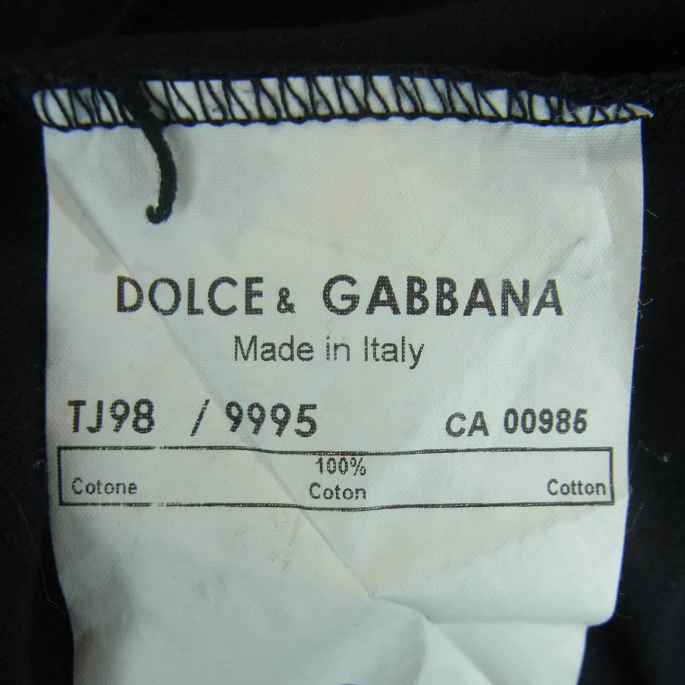 DOLCE&GABBANA ドルチェアンドガッバーナ Vネック 半袖 Tシャツ カットソー イタリア製 ブラック系 48【中古】