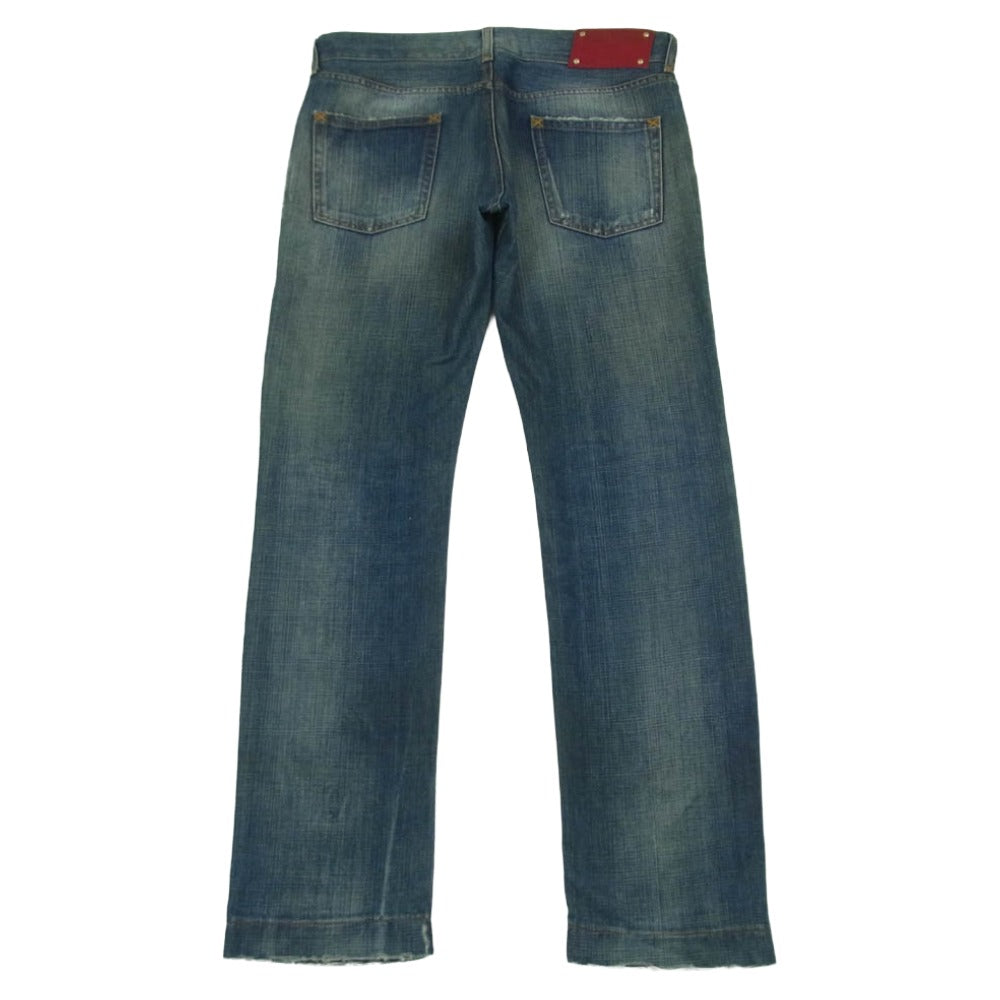 DOLCE&GABBANA ドルチェアンドガッバーナ ZDP61/804N ダメージ 赤パッチ ボタンフライ ジーンズ デニム パンツ インディゴブルー系 48【中古】