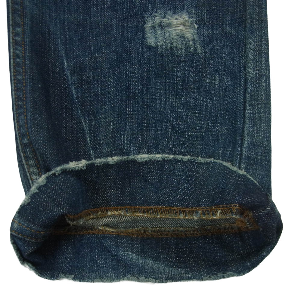 DOLCE&GABBANA ドルチェアンドガッバーナ ZDP61/804N ダメージ 赤パッチ ボタンフライ ジーンズ デニム パンツ インディゴブルー系 48【中古】