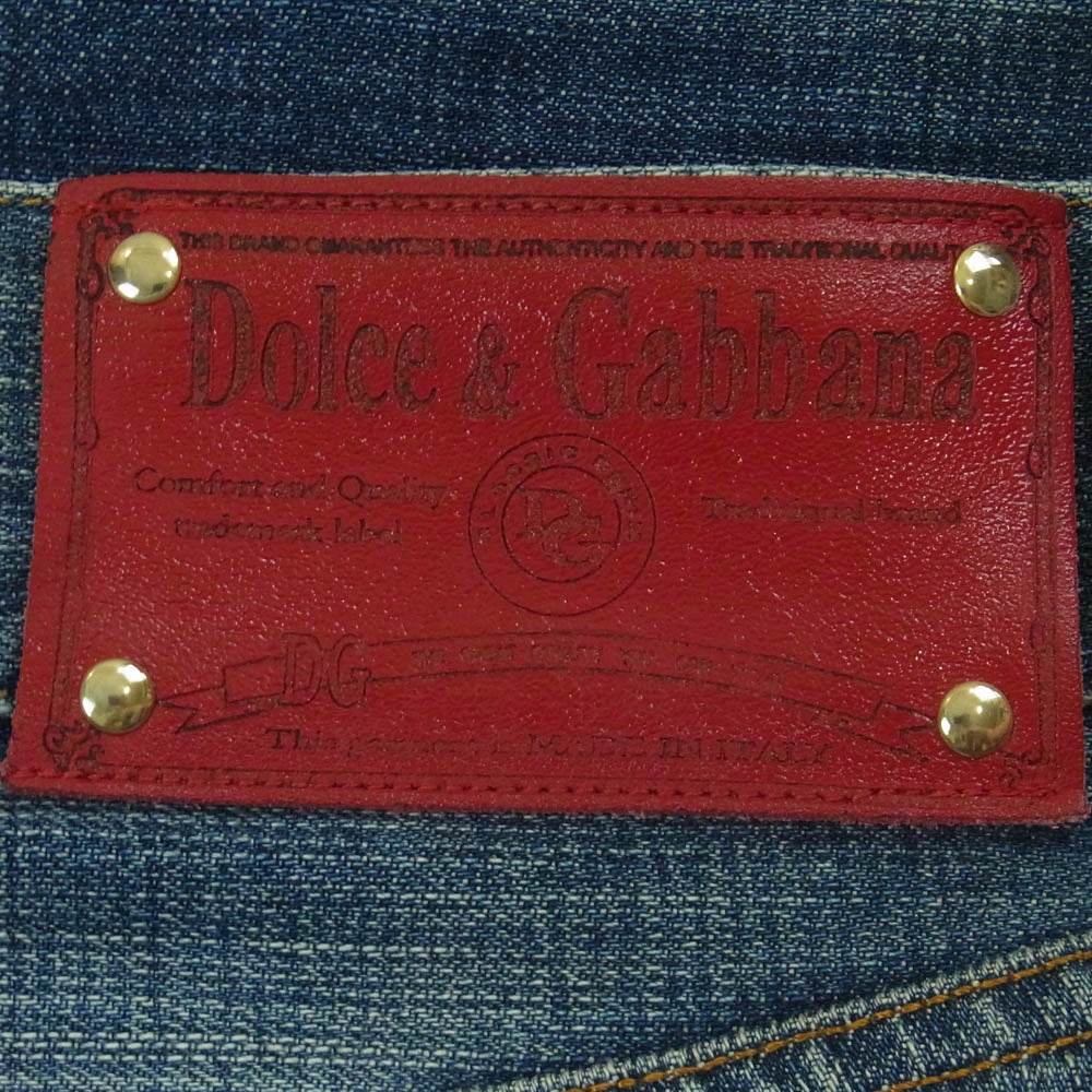 DOLCE&GABBANA ドルチェアンドガッバーナ ZDP61/804N ダメージ 赤パッチ ボタンフライ ジーンズ デニム パンツ インディゴブルー系 48【中古】