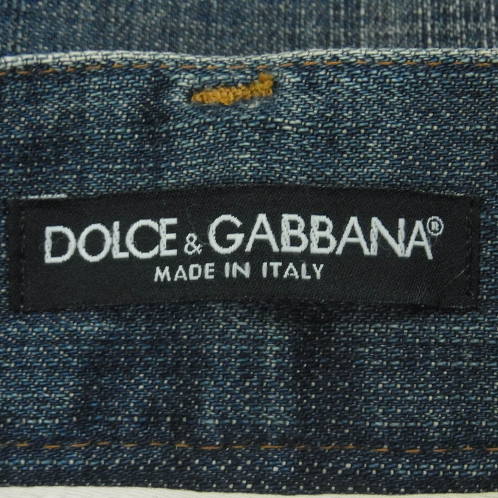 DOLCE&GABBANA ドルチェアンドガッバーナ ZDP61/804N ダメージ 赤パッチ ボタンフライ ジーンズ デニム パンツ インディゴブルー系 48【中古】