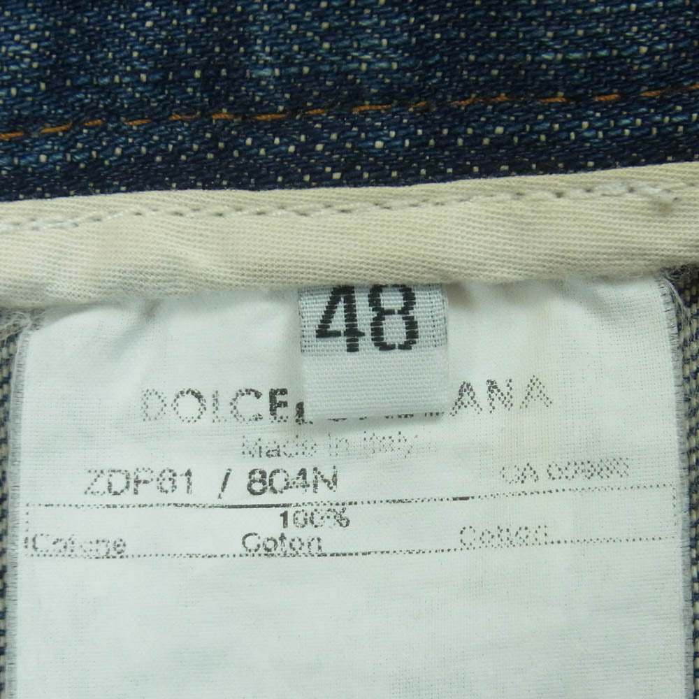 DOLCE&GABBANA ドルチェアンドガッバーナ ZDP61/804N ダメージ 赤パッチ ボタンフライ ジーンズ デニム パンツ インディゴブルー系 48【中古】