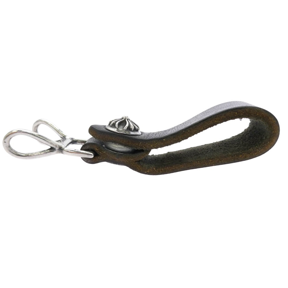 CHROME HEARTS クロムハーツ（原本無） BELT LOOP クロスボール ボタン レザー ベルトループ ブラック系 シルバー系【中古】
