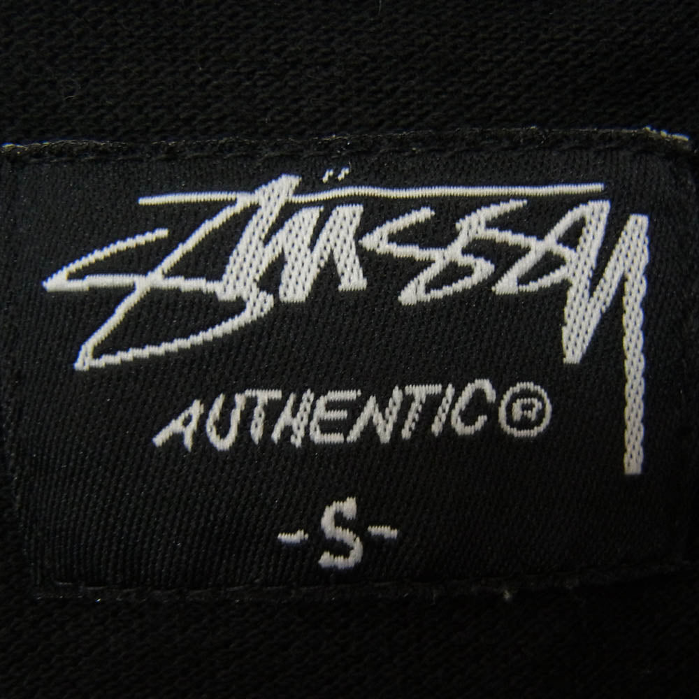 STUSSY ステューシー SS モノグラム 総柄 刺繍 半袖 ポロシャツ ブラック系 S【中古】