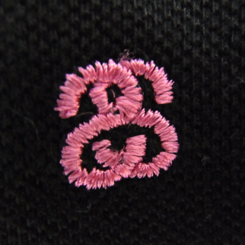 STUSSY ステューシー SS モノグラム 総柄 刺繍 半袖 ポロシャツ ブラック系 S【中古】