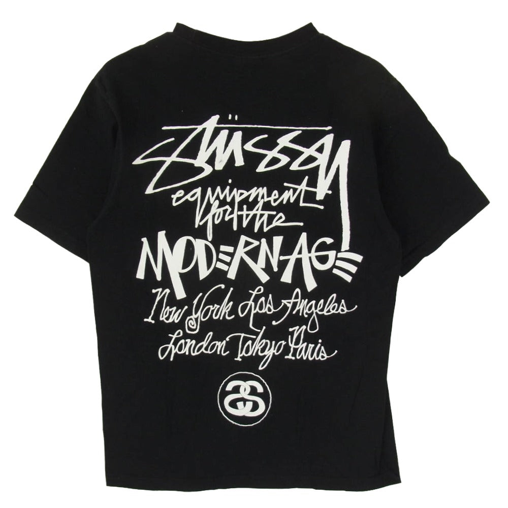 STUSSY ステューシー MODERN AGE TEE バックプリント Tシャツ 半袖 カットソー ブラック系 S【中古】