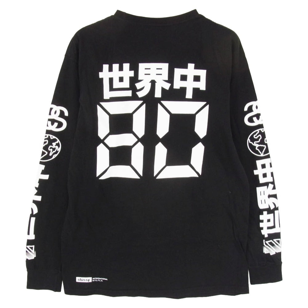 STUSSY ステューシー Japan International LS TEE 世界中 SSロゴ プリント 長袖カットソー ブラック系 M【中古】