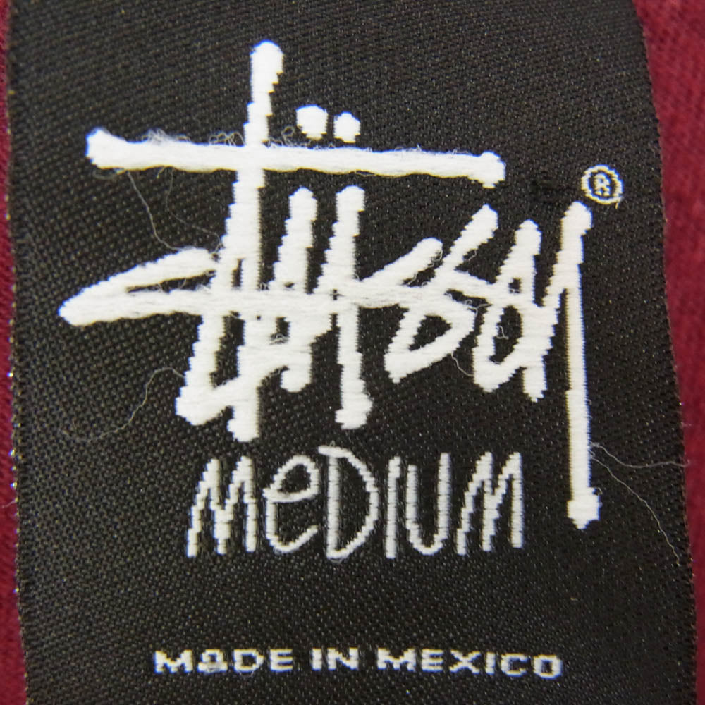 STUSSY ステューシー ストック ロゴ プリント 半袖 Tシャツ カットソー エンジ系 M【中古】