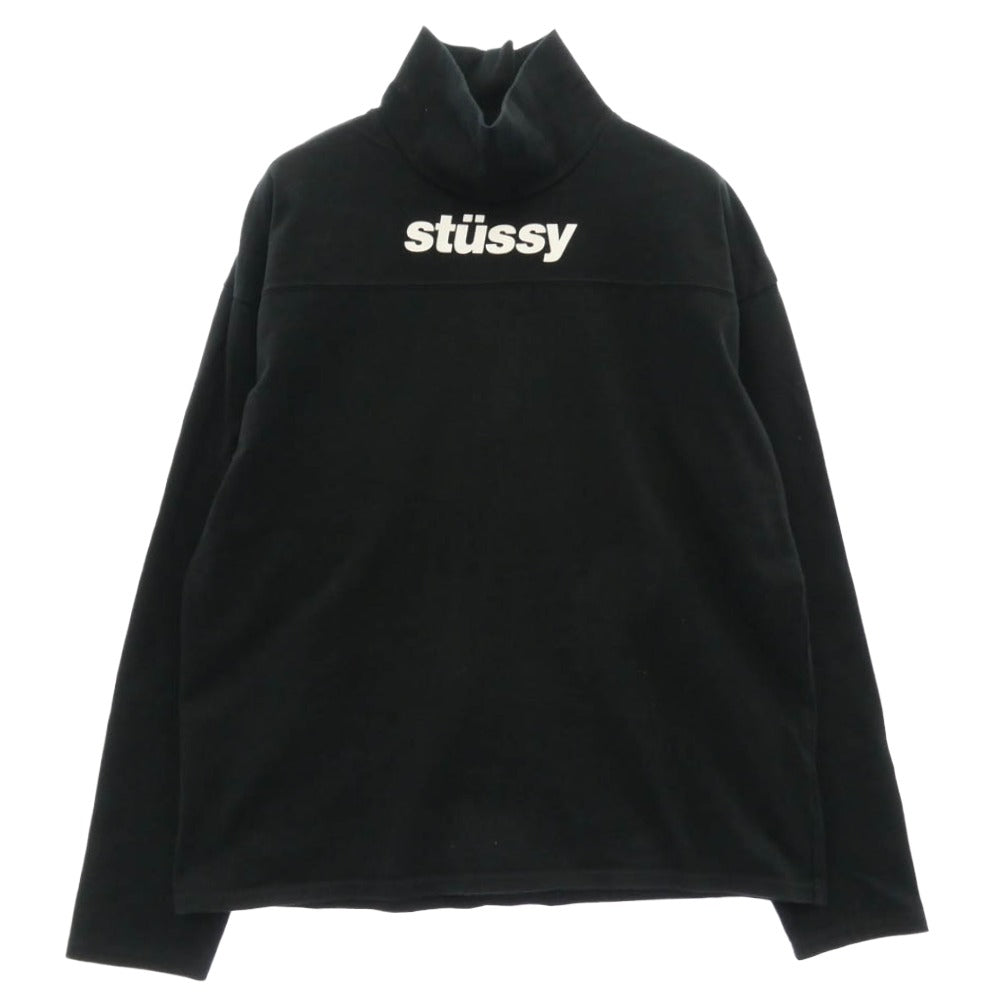 STUSSY ステューシー ロゴ プリント ハイネック ロングスリーブ 長袖 カットソー ブラック系 S【中古】