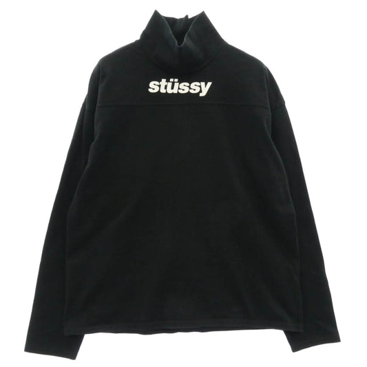 STUSSY ステューシー ロゴ プリント ハイネック ロングスリーブ 長袖 カットソー ブラック系 S【中古】