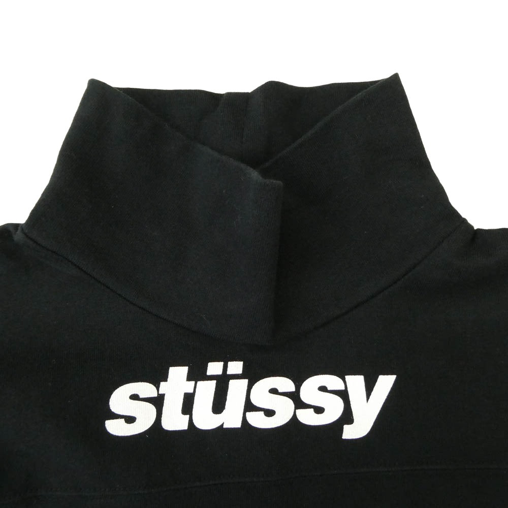 STUSSY ステューシー ロゴ プリント ハイネック ロングスリーブ 長袖 カットソー ブラック系 S【中古】