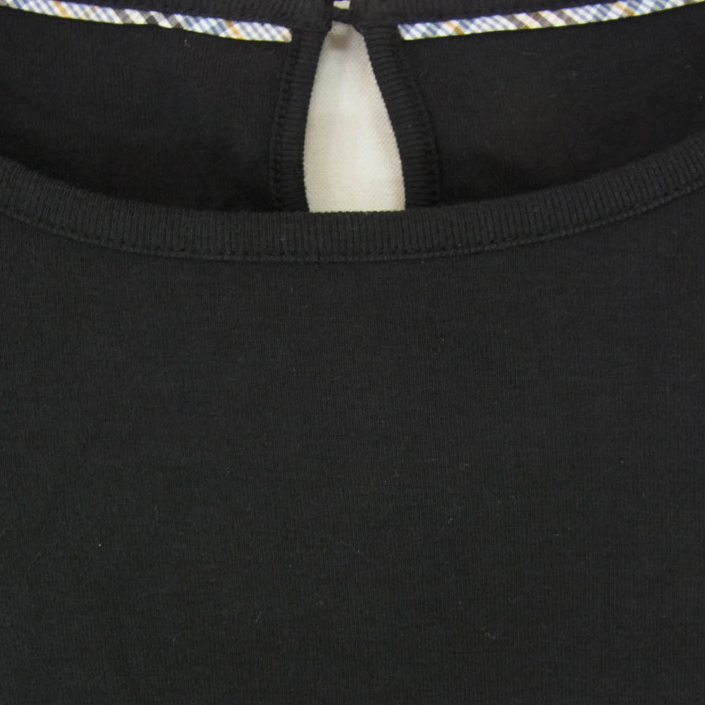 BURBERRY BLUE LABEL バーバリーブルーレーベル E1P67-809-09 刺繍 ロゴ 半袖 tシャツ ブラック系 38【中古】