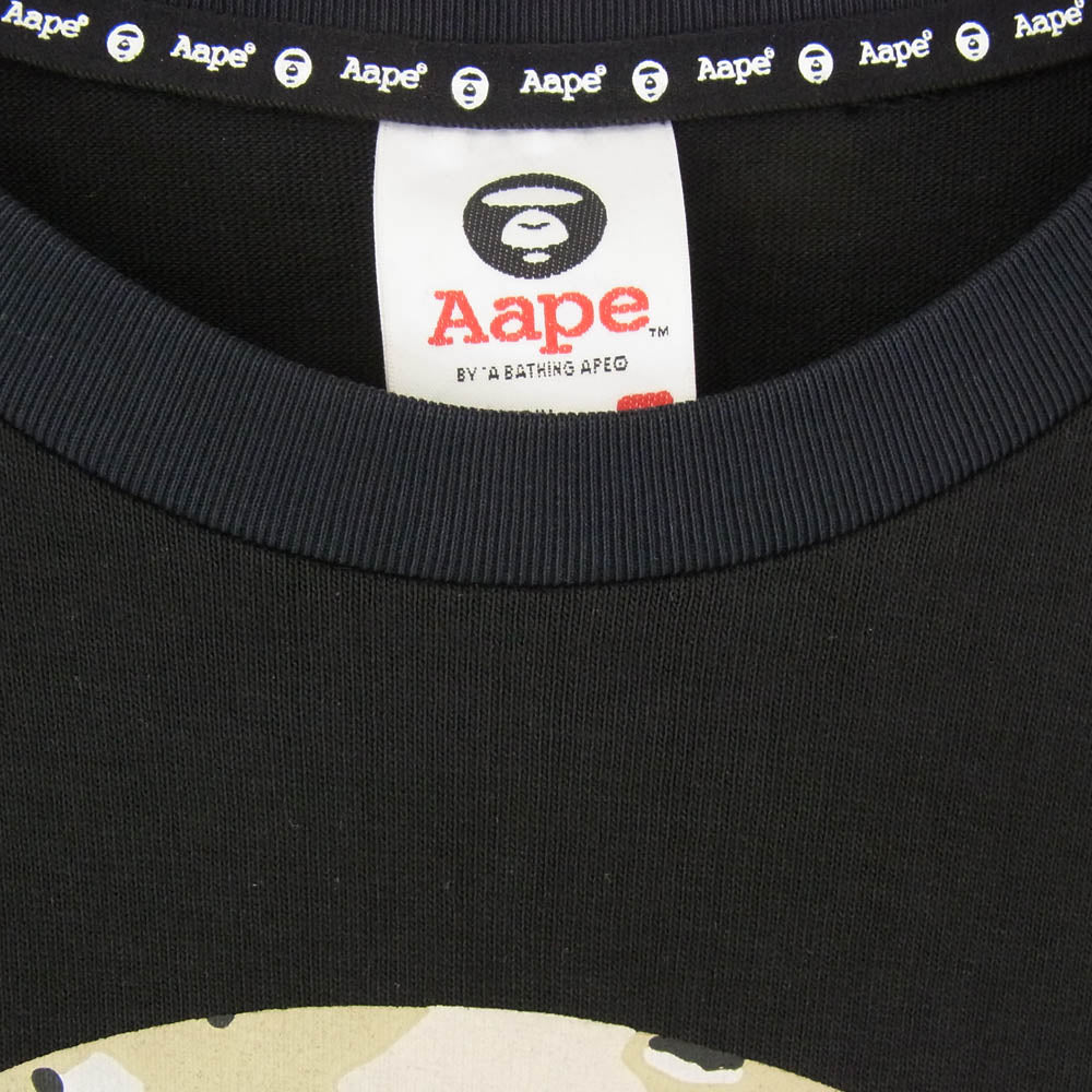 A BATHING APE アベイシングエイプ aaptem2571xx6 AAPE BY A BATHING APE デザートカモ 猿 クロスボーン 半袖 Tシャツ ブラック系 M【中古】