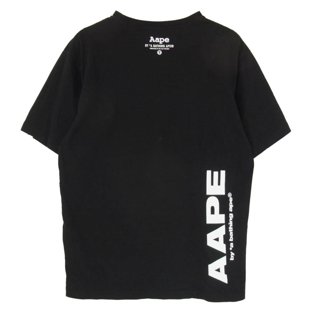 A BATHING APE アベイシングエイプ aaptem0534xxd AAPE BY A BATHING APE ラメ 猿 プリント 半袖 Tシャツ ブラック系 L【中古】